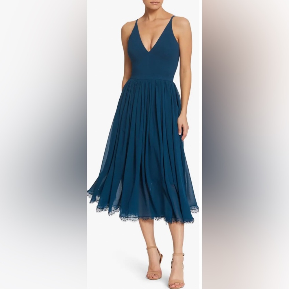 Dress the Population Alicia Mixed Media Midi Dress